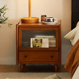 Brown Solid Wood Drawer Short Height Kids Nightstand Image - 4