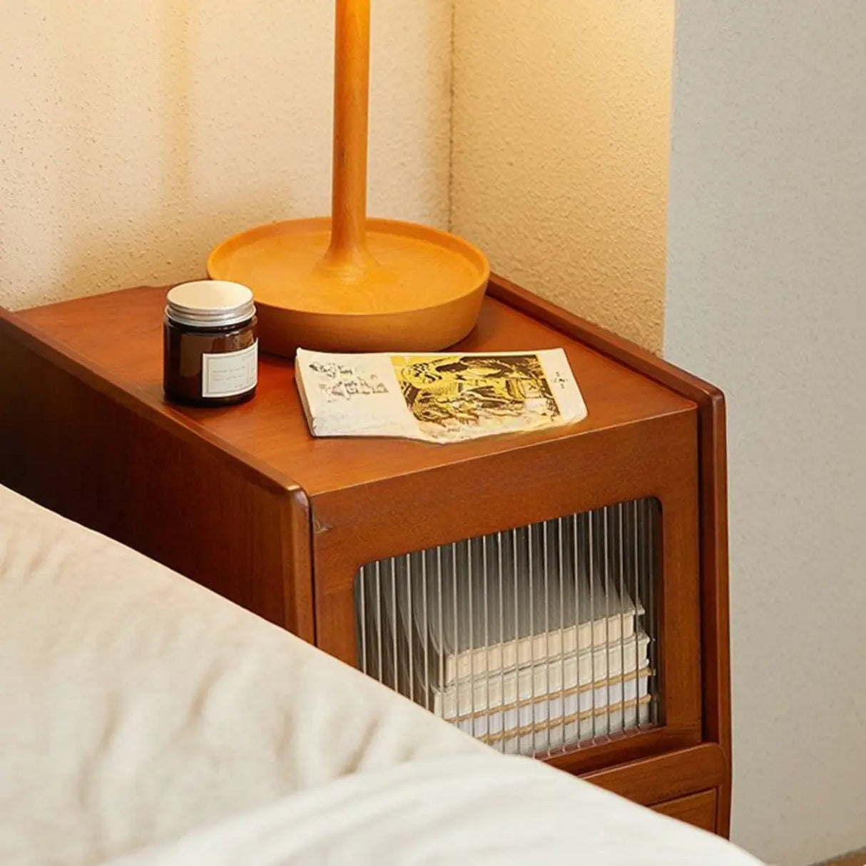 Brown Solid Wood Drawer Short Height Kids Nightstand Image - 9