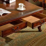 Brown Square Distressed Wood Coffee Table with Storage Image - 3