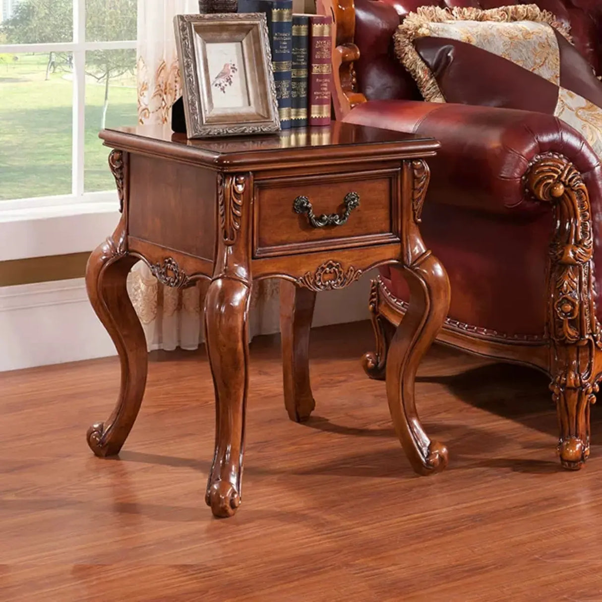 Brown Square Distressed Wood Coffee Table with Storage Image - 5