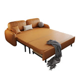 Brown Stain Resistant Faux Leather Pillow Back Sofa Bed Image - 10