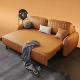 Brown Stain Resistant Faux Leather Pillow Back Sofa Bed Image - 12