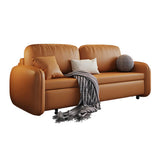 Brown Stain Resistant Faux Leather Pillow Back Sofa Bed Image - 5