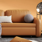 Brown Stain Resistant Faux Leather Pillow Back Sofa Bed Image - 8