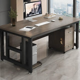 Brown Standard Auburn Wooden Computer Desk with Shelves Image - 4