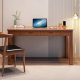 Brown Standard Natural Wooden Desk with Drawers  Image - 1