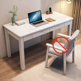 Brown Standard Natural Wooden Desk with Drawers  Image - 2