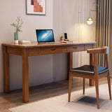 Brown Standard Natural Wooden Desk with Drawers  Image - 4