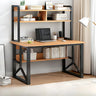 Brown Standard Sled Wooden Desk with Shelves and Hutch Image - 3