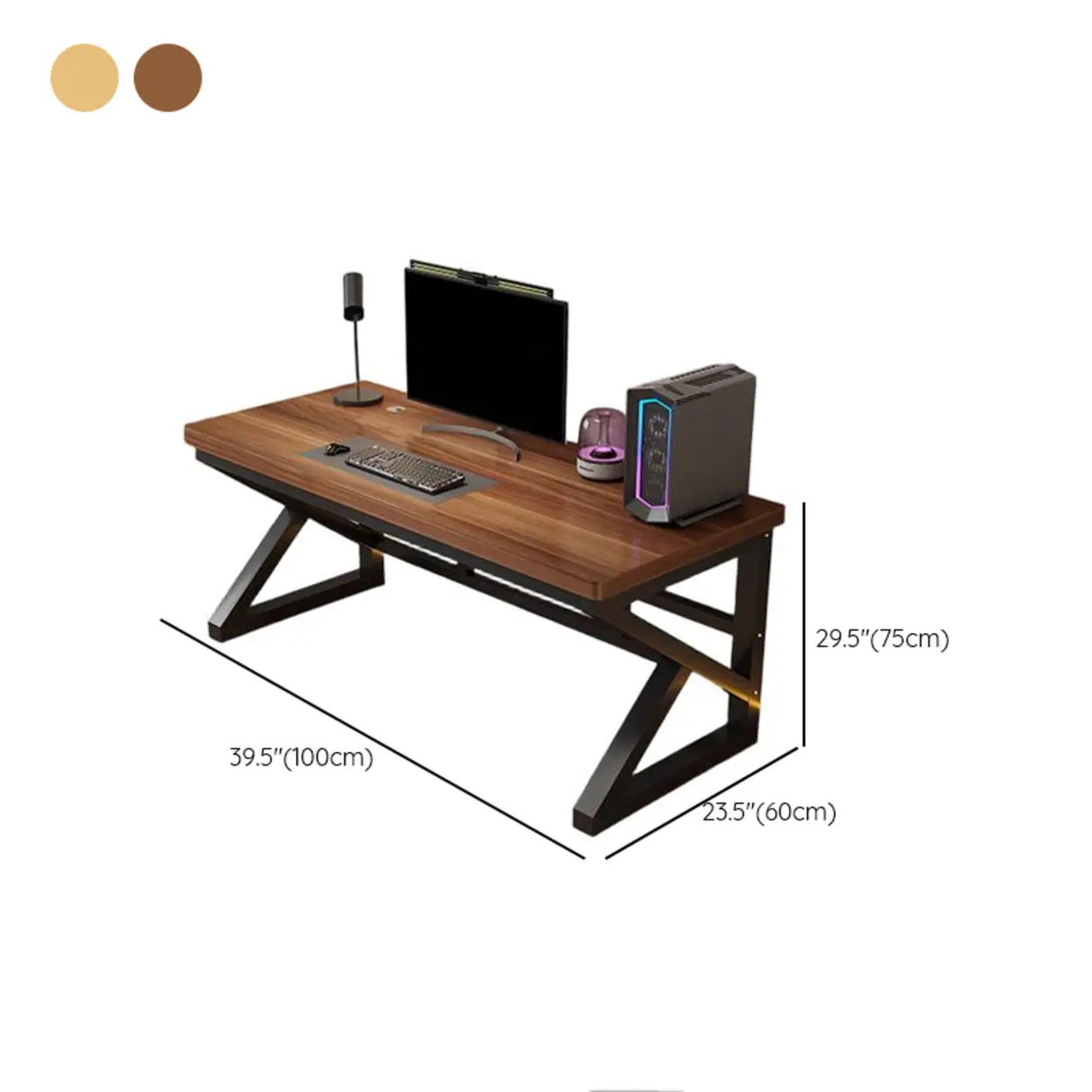 Brown Standard Wood Computer Desk with Cable Management Image - 10
