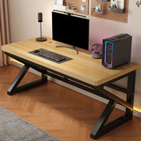 Brown Standard Wood Computer Desk with Cable Management Image - 3