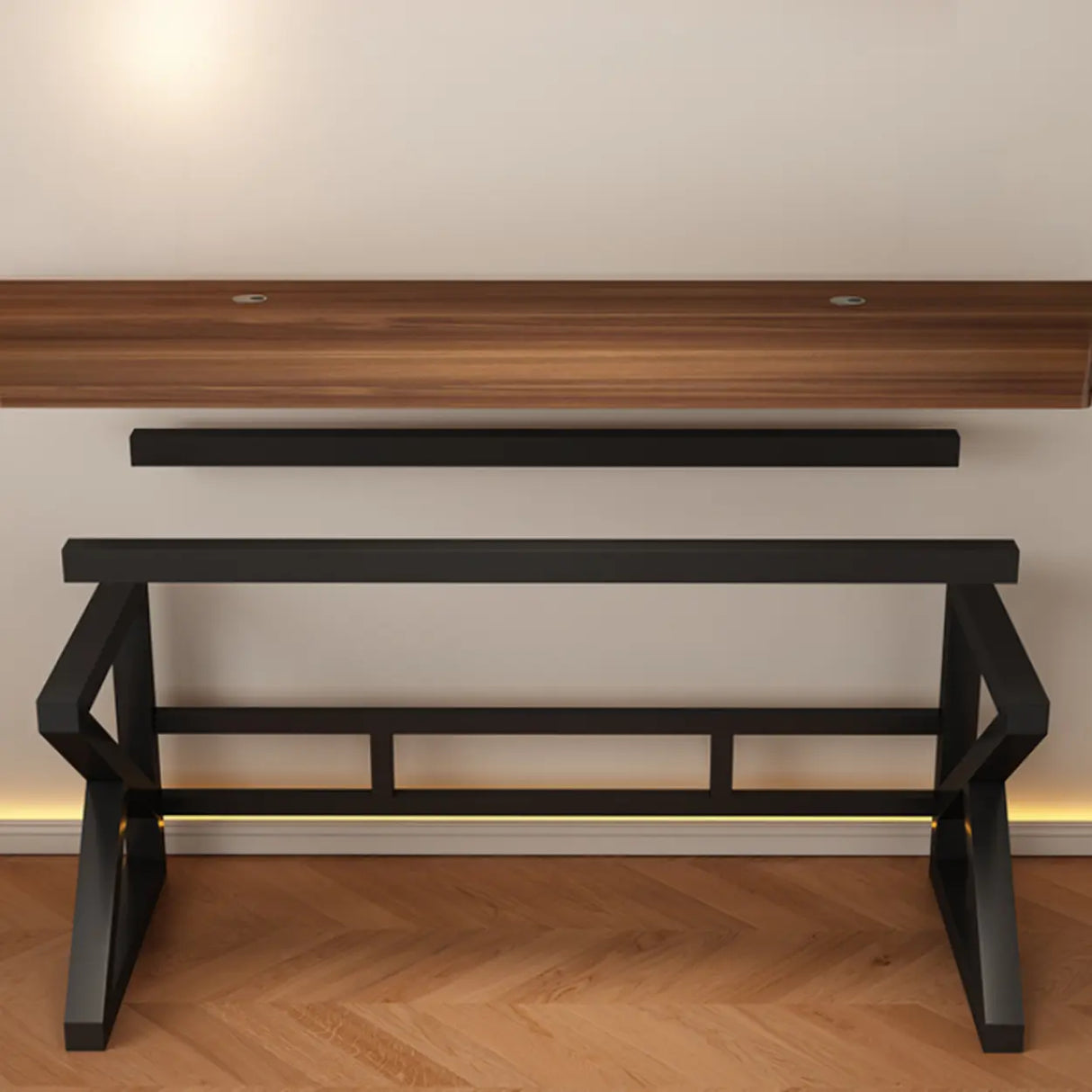 Brown Standard Wood Computer Desk with Cable Management Image - 5