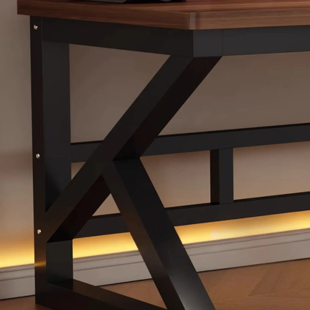 Brown Standard Wood Computer Desk with Cable Management Image - 8
