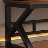 Brown Standard Wood Computer Desk with Cable Management Image - 8