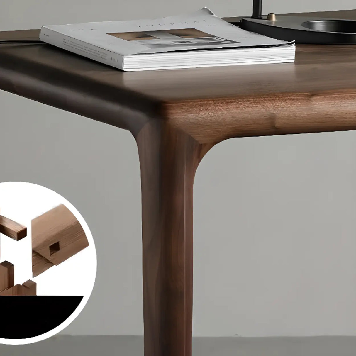 Brown Standard Wood Rectangular Writing Desk Image - 3