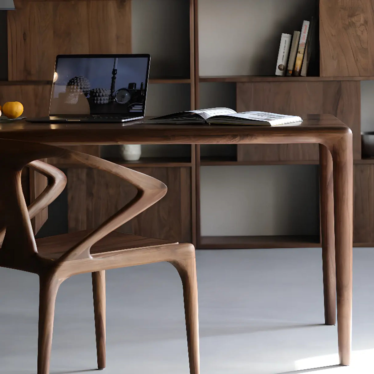 Brown Standard Wood Rectangular Writing Desk Image - 6