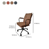 Brown Swivel Tufted Leather Office Chair with Fixed Arms #size