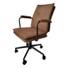 Brown Swivel Tufted Leather Office Chair with Fixed Arms Image - 5