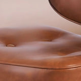 Brown Swivel Tufted Leather Office Chair with Wheels Image - 4