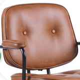Brown Swivel Tufted Leather Office Chair with Wheels Image - 5