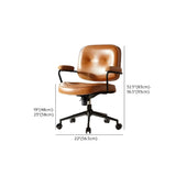 Brown Swivel Tufted Leather Office Chair with Wheels #size