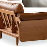 Brown Tear Resistant Full Grain Cow Leather Sofa Image - 8