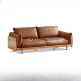 Brown Tear Resistant Full Grain Cow Leather Sofa Image - 9