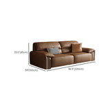 Brown Tear Resistant Genuine Leather Cushion Back Sofa Image - 21