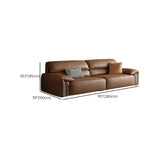 Brown Tear Resistant Genuine Leather Cushion Back Sofa Image - 23