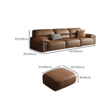Brown Tear Resistant Genuine Leather Cushion Back Sofa Image - 32