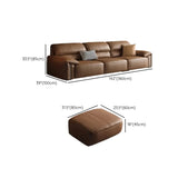 Brown Tear Resistant Genuine Leather Cushion Back Sofa Image - 34