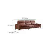 Brown Tear Resistant Leather Biscuit Back 3-Seats Sofa Image - 16