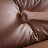Brown Tear Resistant Leather Biscuit Back 3-Seats Sofa Image - 6