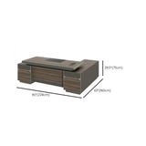 Brown Timber Executive Desk with Cable Management Image - 16