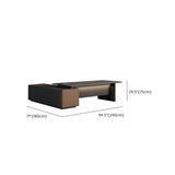Brown Top Gray Base Long L-Shaped Wood Executive Desk Image - 13