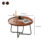Brown Tray Top Round Coffee Table with Cross Legs #size