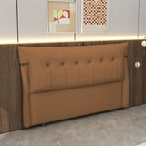 Brown Upholstered Wingback Tufted Headboard with Legs Image - 13