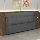 Brown Upholstered Wingback Tufted Headboard with Legs Image - 3