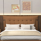Brown Upholstered Wingback Tufted Headboard with Legs Image - 4