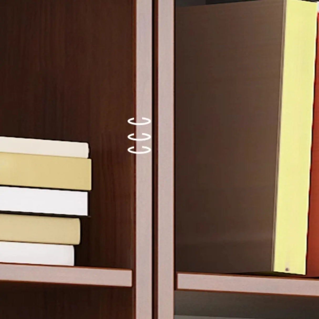 Brown Vertical Modish Open Back Wood Tall Bookcase Image - 10