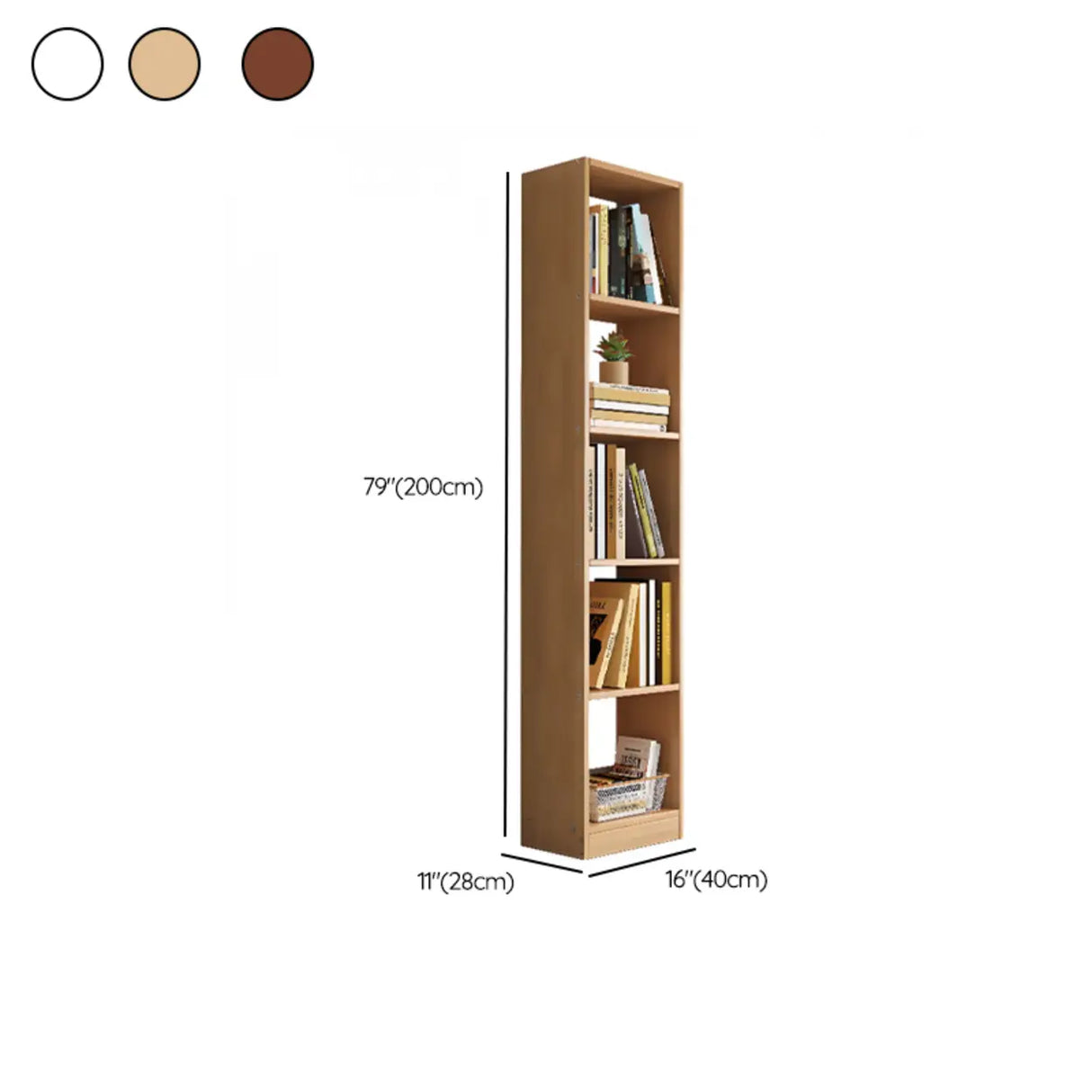 Brown Vertical Modish Open Back Wood Tall Bookcase 