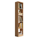 Brown Vertical Modish Open Back Wood Tall Bookcase Image - 3