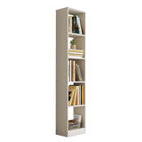 Brown Vertical Modish Open Back Wood Tall Bookcase Image - 5