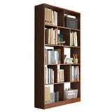 Brown Vertical Modish Open Back Wood Tall Bookcase Image - 7