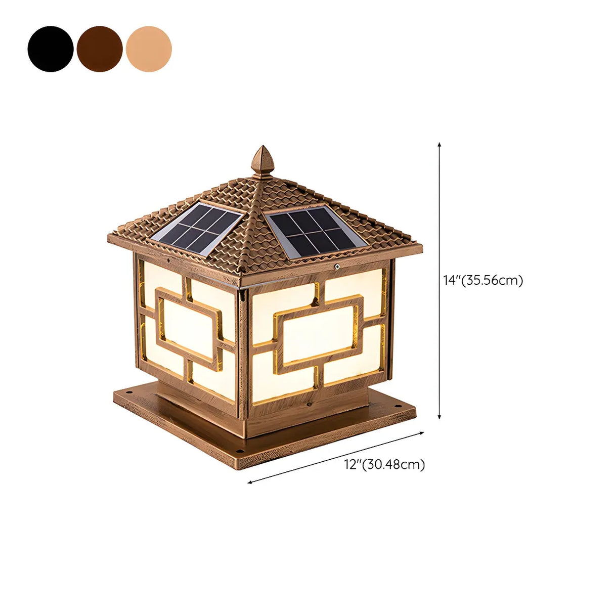 Brown Vintage Square Solar Garden Lantern Outdoor Lamp Image - 16