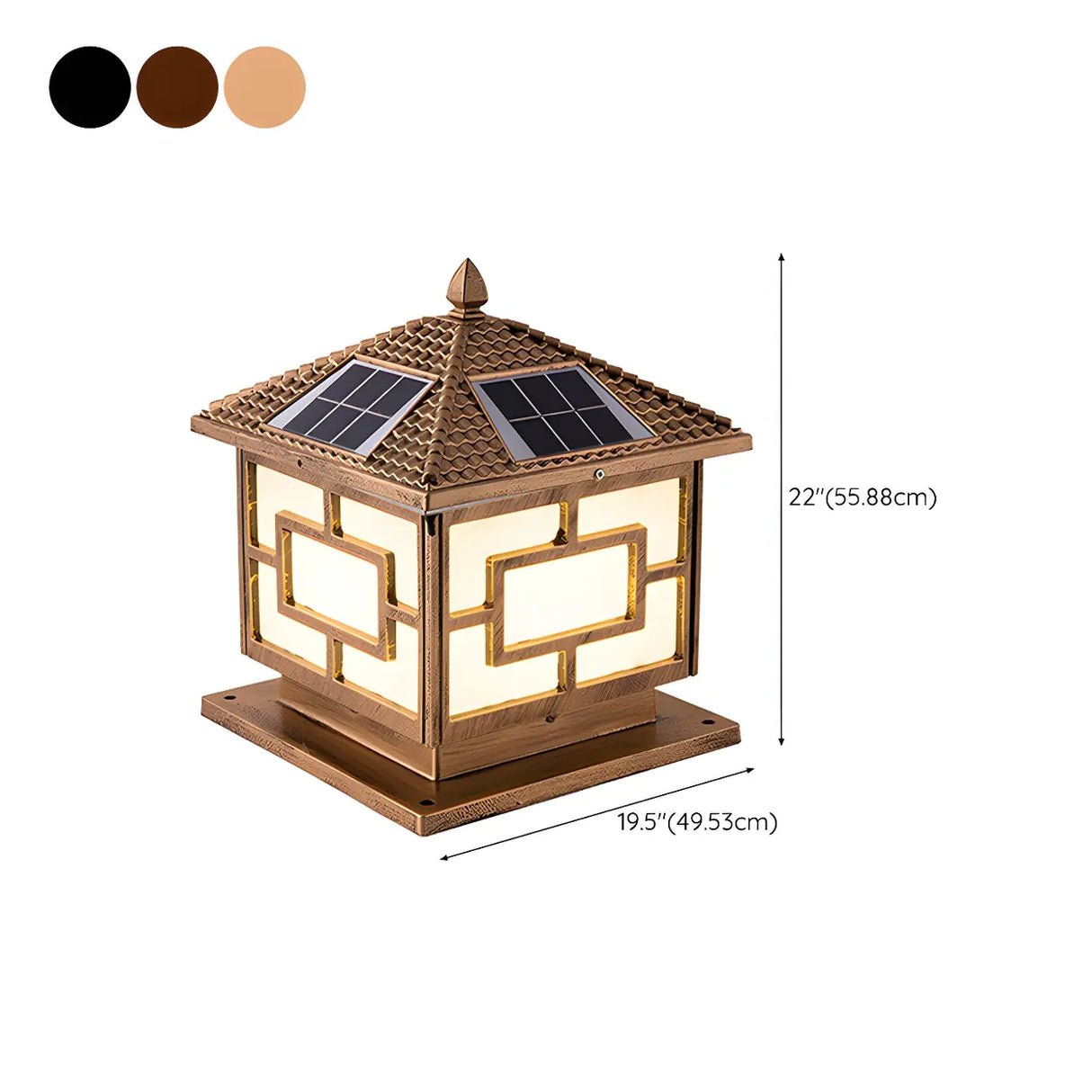 Brown Vintage Square Solar Garden Lantern Outdoor Lamp Image - 18