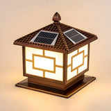 Brown Vintage Square Solar Garden Lantern Outdoor Lamp Image - 3