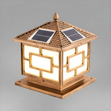 Brown Vintage Square Solar Garden Lantern Outdoor Lamp Image - 5