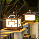 Brown Vintage Square Solar Garden Lantern Outdoor Lamp Image - 7