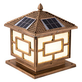 Brown Vintage Square Solar Garden Lantern Outdoor Lamp Image - 8